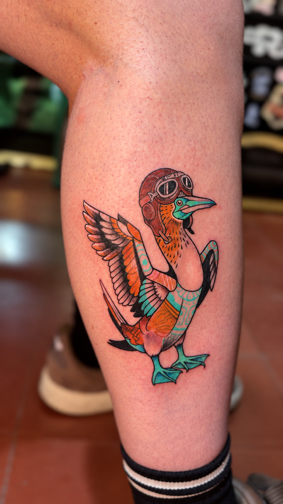 Bird aviator tattoo by Fuego Sagrado